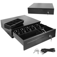 Partysaving 16 Black Open Cash Register Drawer For Point Of Sale Pos System 6 Bills And 4 Movable Coin Trays With Key Lock