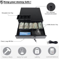 Partysaving 16 Black Open Cash Register Drawer For Point Of Sale Pos System 6 Bills And 4 Movable Coin Trays With Key Lock