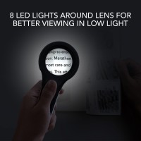 Magnifying Glass Light 10 X Magnifier Glasses 8 Led Lighted Handheld Lens For Kids And Seniors Reading Books Coins Maps Cur