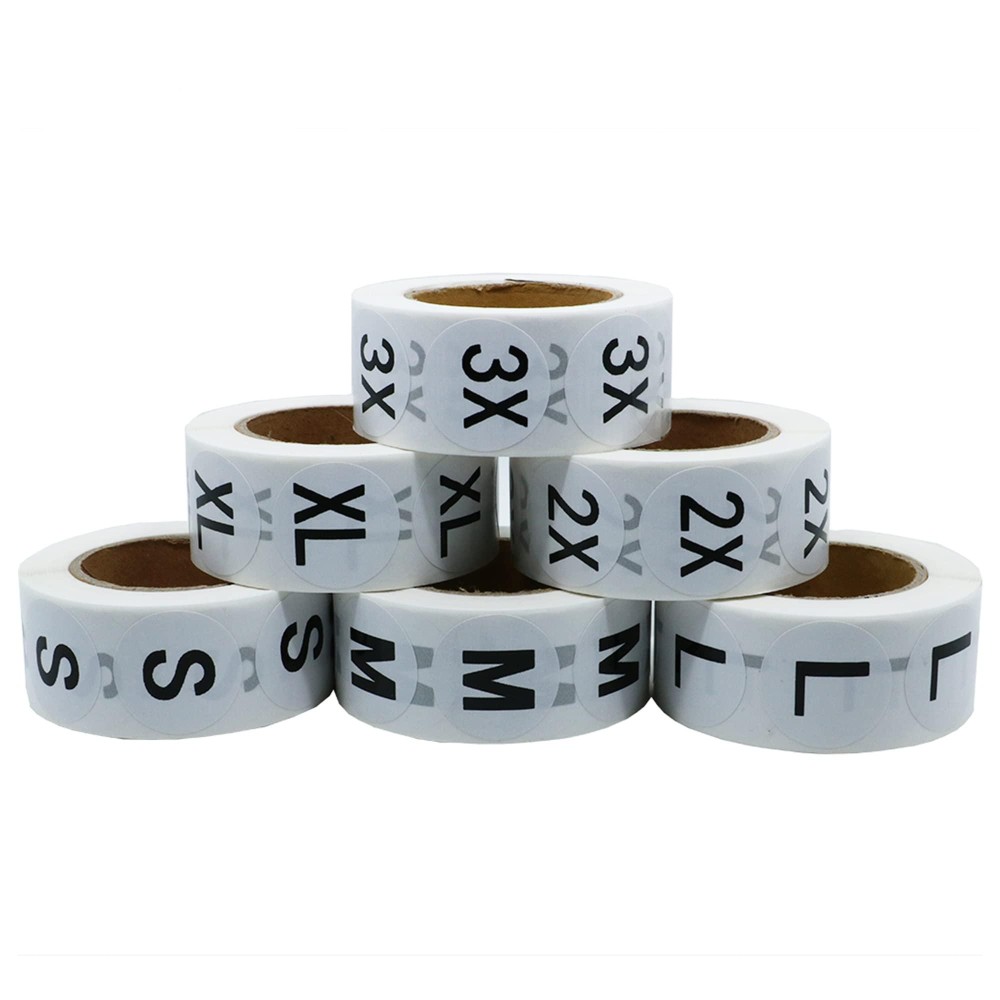 Hybsk Clothing Size Stickers White Round Labels For Retail Apparel S M L Xl 2X 3X Total 6 Rolls S3X