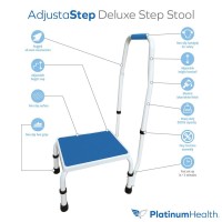 Adjustasteptm Deluxe Step Stoolfootstool With Handlehandrail Height Adjustable 2 Products In 1 Modern Whiteblue Design