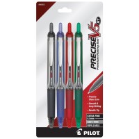 Pilot Precise V5 Rt Retractable Fine Point Rolling Ball Pen 3 Each Blackblueredgreen Ink 12Pack