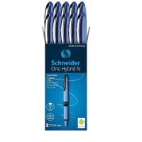 Schneider One Hybrid N Rollerball Pen 05 Mm Hybrid Needle Tip Light Blue Barrel Blue Ink Box Of 10 Pens 183503