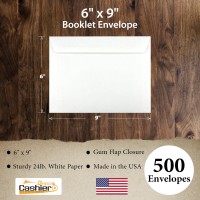 500 Cashier Depot 6 X 9 Booklet Envelope Open Side Sturdy 24Lb White Gum Flap 500 Envelopes