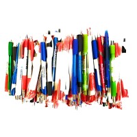 Wholesale Lot Of 100 Misprint Ink Pens Ball Point Plastic Retractable Pens Mixed