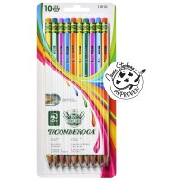 Ticonderoga X13910 Striped Woodcased Pencils 2 Hb Soft Presharpened 10 Count Assorted Colors