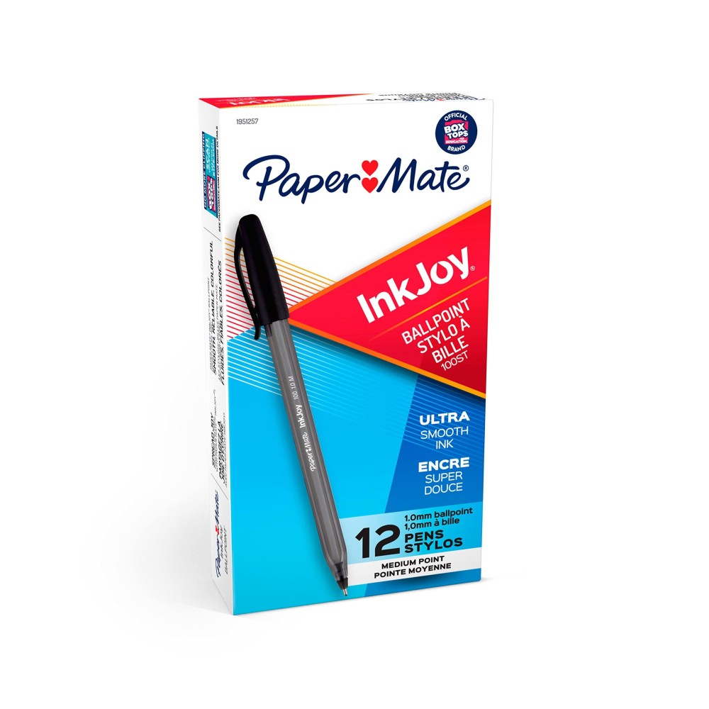 Paper Mate Inkjoy 100St Ballpoint Pens Medium Point Black Box Of 12 1951257