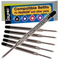 Jaymo Replacement For Parker 1950369 And Bastion Measures 3875 In 98 Mm Long G2 Ballpoint Pen Refill 6 Black