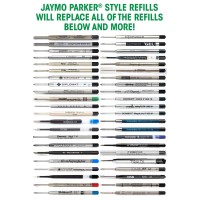 Jaymo Replacement For Parker 1950369 And Bastion Measures 3875 In 98 Mm Long G2 Ballpoint Pen Refill 6 Black