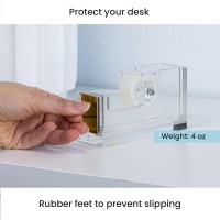 Officegoods Modern Acrylic Tape Dispenser Nonslip Rubber Holder Bottom Appealing Design Perfect For Home School Or Office