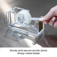 Officegoods Modern Acrylic Tape Dispenser Nonslip Rubber Holder Bottom Appealing Design Perfect For Home School Or Office