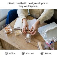 Officegoods Modern Acrylic Tape Dispenser Nonslip Rubber Holder Bottom Appealing Design Perfect For Home School Or Office