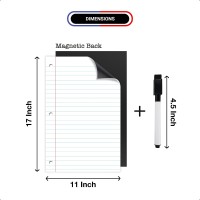 Dry Erase Magnetic Sheet Notebook Design 11X17 Inches Comes With 1 Black Dry Erase Magnetic Fine Tip Marker With Eraser