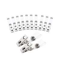 Fushing 150Pcs Metal Badge Clips With Clear Pvc Straps For Id Cards And Badge Holders