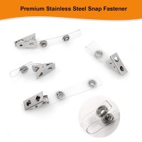 Fushing 150Pcs Metal Badge Clips With Clear Pvc Straps For Id Cards And Badge Holders