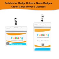 Fushing 150Pcs Metal Badge Clips With Clear Pvc Straps For Id Cards And Badge Holders