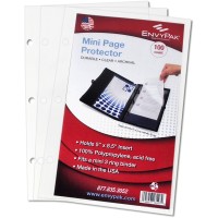 Envypak Mini Binder Page Protector Holds 5 X 85 Inch Sheets 3 Hole Punched Pack Of 100 Protectors