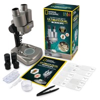 National Geographic Dual Led Kids Microscope 50 Pc Science Kit With 10 Prepared Slides 10 Diy Blank Slides Biology Experim