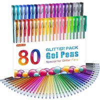 Shuttle Art 80 Pack Glitter Gel Pens 40 Colors Glitter Gel Pens Set With 40 Refills For Adults Coloring Books Drawing Crafts Sc