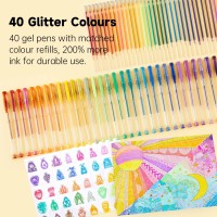 Shuttle Art 80 Pack Glitter Gel Pens 40 Colors Glitter Gel Pens Set With 40 Refills For Adults Coloring Books Drawing Crafts Sc