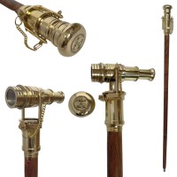 Nautical Brass Telescope Handle Wooden Cane Collectible Handmade Ectoria Wooden Walking Stick