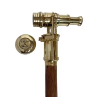 Nautical Brass Telescope Handle Wooden Cane Collectible Handmade Ectoria Wooden Walking Stick