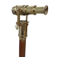 Nautical Brass Telescope Handle Wooden Cane Collectible Handmade Ectoria Wooden Walking Stick