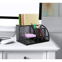 Greenco Mesh Office Supplies Desk Organizer Caddy 6 Compartments Black