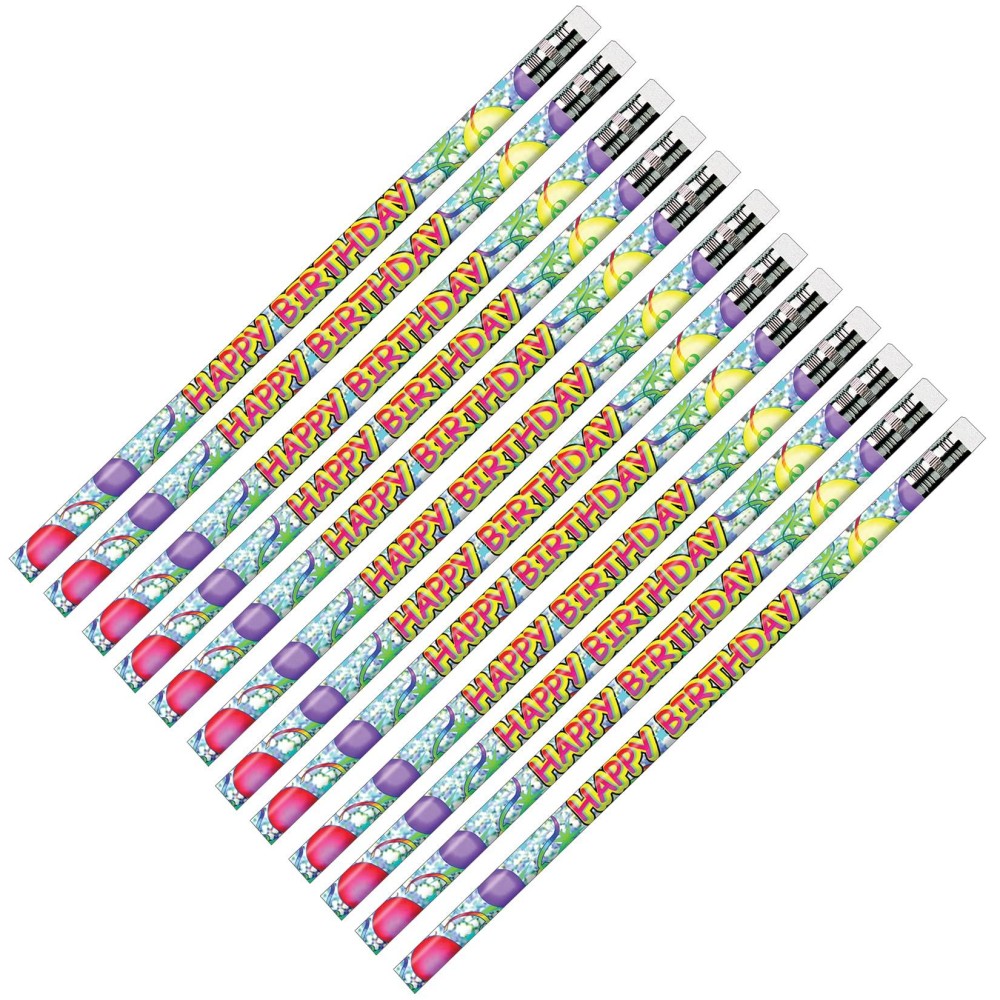 Jr Moon Pencil Jrm7940B Happy Birthday Glitz Pencils 39 Height 43 Wide 81 Length 12 Count