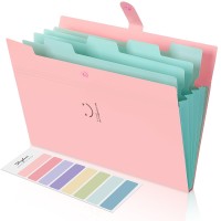 Skydue Expanding File Folder 5 Pockets Skydue Letter A4 Paper Accordion Document Organizer Pink