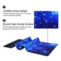 Meffort Inc Extra Large Extended Gaming Desk Mat Non-Slip Rubber Pads Stitched Edges Mouse Pad 35.4 X 15.7 Inch - Galaxy Stars