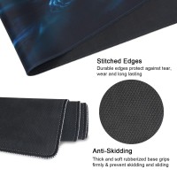 Meffort Inc Extra Large Extended Gaming Desk Mat Nonslip Rubber Pads Stitched Edges Xxl Mouse Pad 354 X 157 Inch Blue Drago