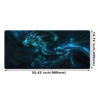 Meffort Inc Extra Large Extended Gaming Desk Mat Nonslip Rubber Pads Stitched Edges Xxl Mouse Pad 354 X 157 Inch Blue Drago