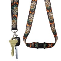 Lucky Line Lanyard With Swivel Snap Sugar Skull Design C210 17 Long Without The Attachment Inch Wide