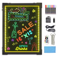 Hosim Led Message Writing Board 16X 12 Illuminated Erasable Neon Effect Restaurant Menu Sign With 8 Colors Markers 7 Color