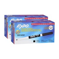 Expo 86001 Low Odor Dry Erase Marker Black Fine Tip Quickdrying Ink 2 Packs Of 12 Markers 24 Markers Total