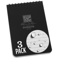 Rite In The Rain Weatherproof Topspiral Notebook 4 X 6 Black Cover Universal Pattern No 7463 3 Pack