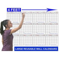 Swiftglimpse 36X48 Large Jumbo Oversized Erasable Laminated Blank Annual Yearly Wall Calendar Poster 12 Months Reusable For Of