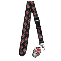 Day Of The Dead Sugar Skull Charm Lanyard