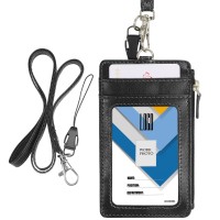 Badge Holder With Zipper Wisdompro School Supply 2Sided Pu Leather College Id Badge Holder With 1 Id Window 4 Card Holder Slo