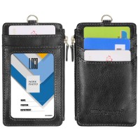 Badge Holder With Zipper Wisdompro School Supply 2Sided Pu Leather College Id Badge Holder With 1 Id Window 4 Card Holder Slo