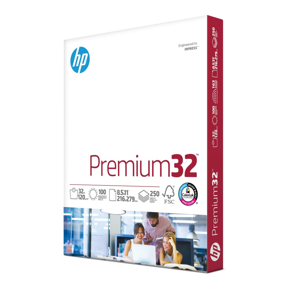 Hp Papers 85 X 11 Paper Premium 32 Lb 1 Ream 250 Sheets 100 Bright Made In Usa Fsc Certified 113500R