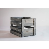 Darlastudio 66 Antique Gray Vinyl Record Holder Wood Crate