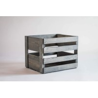 Darlastudio 66 Antique Gray Vinyl Record Holder Wood Crate