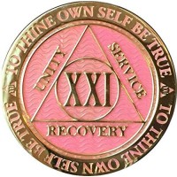 Recoverychip 21 Year Aa Medallion Reflex Pink Gold Plated Chip