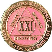 Recoverychip 21 Year Aa Medallion Reflex Pink Gold Plated Chip