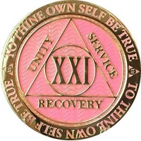 Recoverychip 21 Year Aa Medallion Reflex Pink Gold Plated Chip