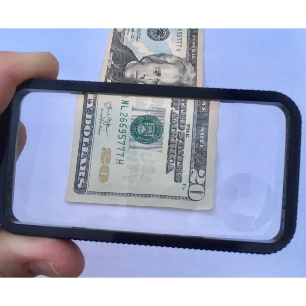 Rectangular Reading Magnifier Hand Lens Made In The Usa Large 2X4 Aspheric Lens With Wide Field Of View 3X With 5X Bifoca