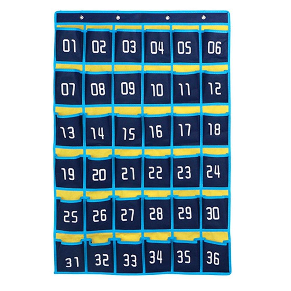 Loghot Numbered Classroom Sundries Closet Pocket Chart For Cell Phones Holder Wall Door Hanging Organizer 36 Pockets Blue