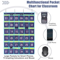 Loghot Numbered Classroom Sundries Closet Pocket Chart For Cell Phones Holder Wall Door Hanging Organizer 36 Pockets Blue